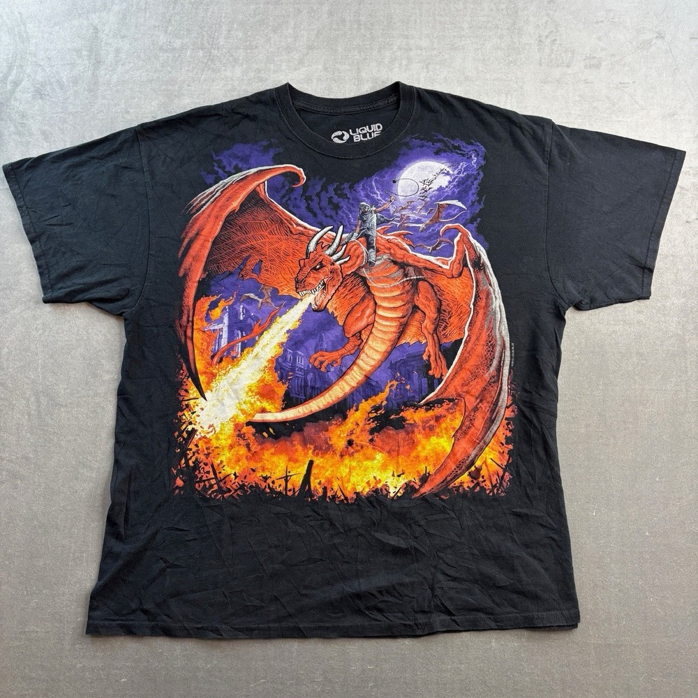 Liquid Blue Dragon Graphic Tee Black Mens XXL